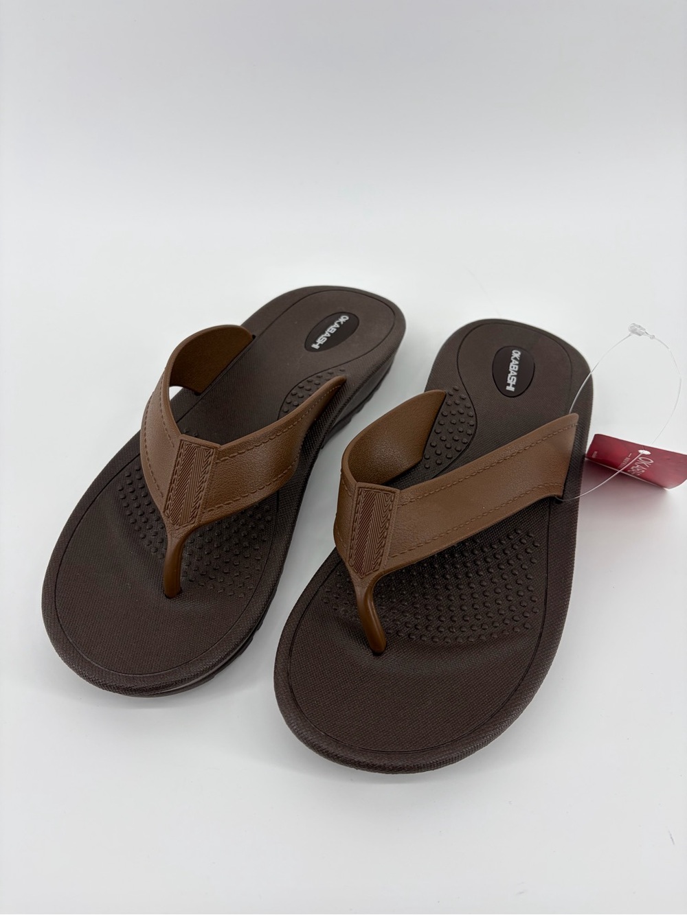 Okabashi Men's Mariner Brown Toffee Flip Flops Slip On Size L (8-8.5), NWT